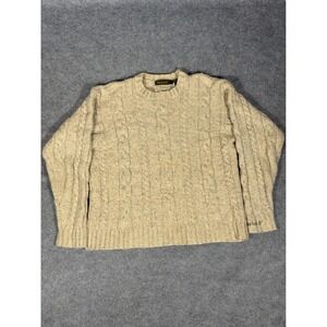 Vintage Timberland Weathergear Cable Knit Sweater Tan Wool Blend Mens Large 1998